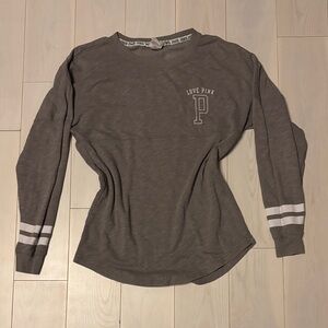 Y2K Victoria's Secret PINK Grey Long Sleeve Crewneck with Silver Trim